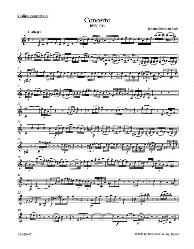 J.S. Bach: Konzert a-Moll BWV 1044, CmbFlVlStrBc (Vlsolo)