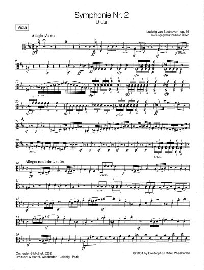 L. v. Beethoven: Symphonie Nr. 2 D-dur op. 36, Sinfo (Vla)