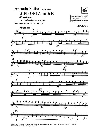 A. Salieri: Sinfonia In Re 'Veneziana', Kamo (Stsatz)