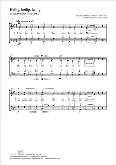 DL: F. Schubert: Heilig, heilig, heilig Es-Dur D 8, GCh4 (Pa