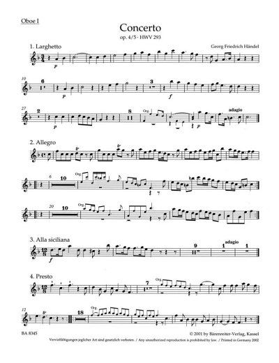 G.F. Händel: Konzert für Orgel und Orchester F-Dur op. 4/5 HWV 293