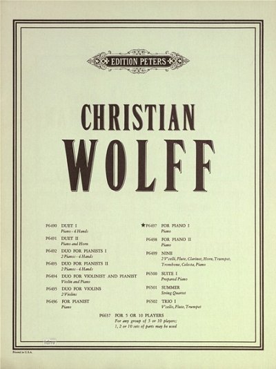 C. Wolff: For Piano 1