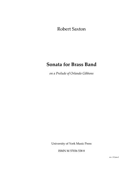 R. Saxton: Sonata For Brass Band On A Prelud, Brassb (Part.)