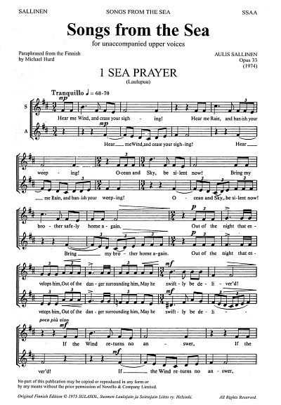 A. Sallinen: Songs From The Sea Op.33, FchKlav (Chpa)