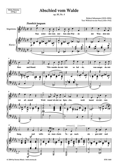 DL: R. Schumann: Abschied vom Walde Lied, op. 89, Nr. 4