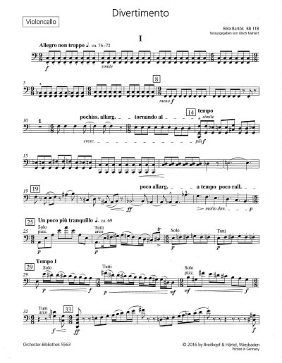 B. Bartok: Divertimento BB 118, Stro (Vc)