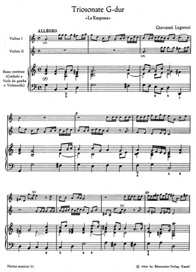 G. Legrenzi: Triosonate für zwei Violinen und Basso c, 2VlBc