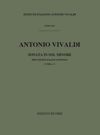 A. Vivaldi: Sonata in Sol Min RV 28 per Violin, VlBc (Part.)