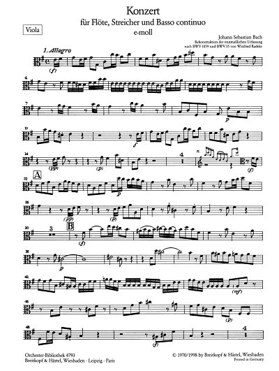 J.S. Bach: Flötenkonzert e-moll BWV 1059R