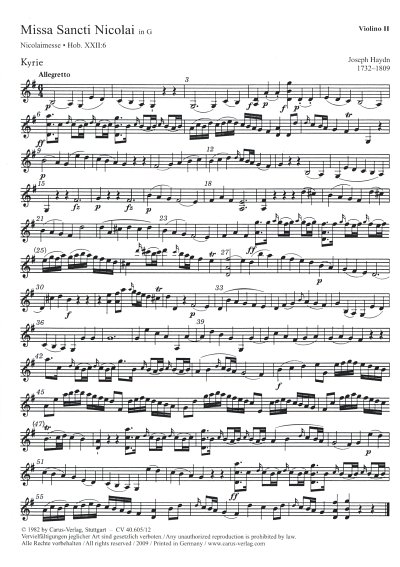 J. Haydn: Missa Sancti Nicolai, 4GesGchOrchO (Vl2)