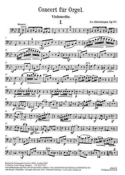 J. Rheinberger: Orgelkonzert Nr. 2 in g op. 17, OrgOrch (Vc)