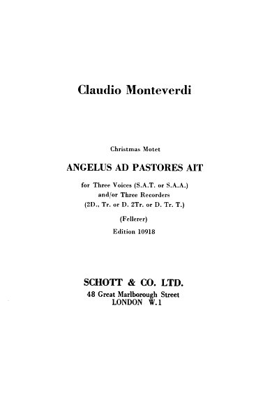K.G. Monteverdi, Claudio Zuan Antonio: Angelus ad pastores ait