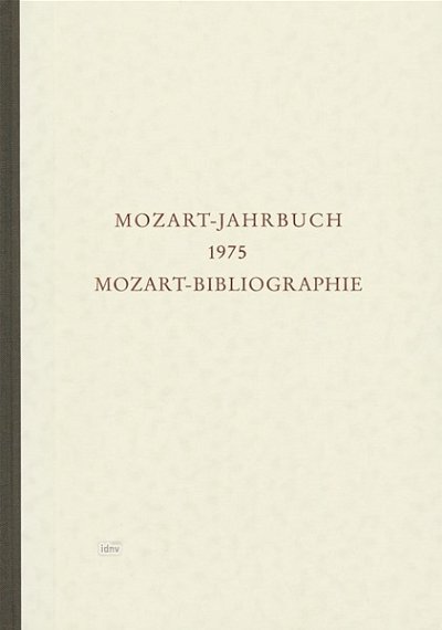 Zentralinstitut für : Mozart-Jahrbuch 1975 (Bu)