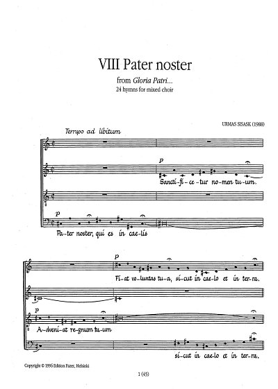 U. Sisask: Gloria Patri Opus 17/8 Pater Noster, Ch (Chpa)