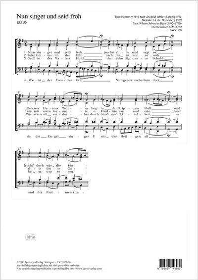 DL: J.S. Bach: Nun singet und seid froh G-Dur BWV , GCh4 (Pa