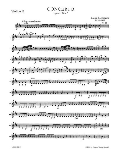 L. Boccherini: Konzert für Flöte und kleines Streichor (Vl2)