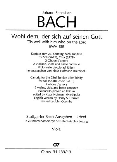J.S. Bach: Wohl dem, der sich auf seinen, 4GesGchOrcBc (Vla)