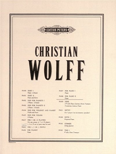 C. Wolff: For Piano 2