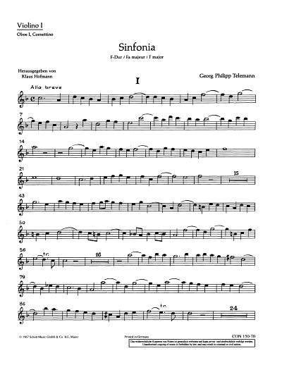G.P. Telemann: Sinfonia F-Dur, AbfVdgOrchBc (Stsatz)