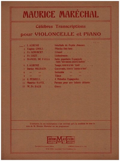 I. Albéniz: Pepita .. Interlude Vlc-Piano  (Part.)