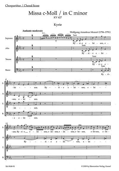AQ: W.A. Mozart: Missa c-Moll KV 427, 4Ges2GchOrch  (B-Ware)