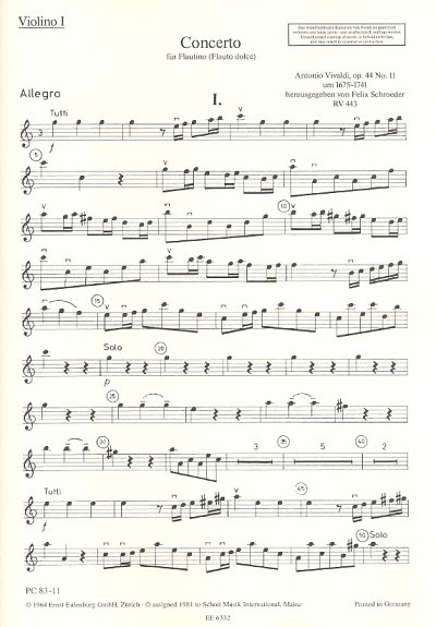 Vivaldi Antonius: Concerto C-Dur Op 44/11 Rv 443 Pv 79 - Bfl