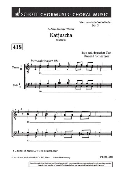 DL: D. Schertzer: Vier russische Volkslieder (Chpa)