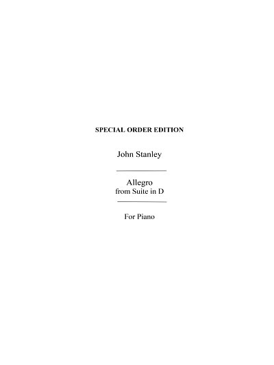Stanley, J Allegro From Suite In D (Williams), Klav
