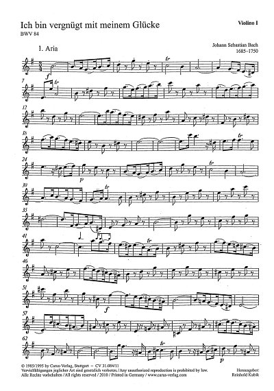 J.S. Bach: Ich bin vergnügt mit meinem Glücke BWV 84 (1727 (?)