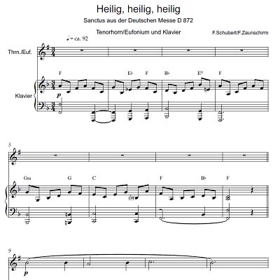 DL: F. Schubert: Heilig, heilig, heilig, ThrnKlv (Par2St)