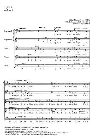 G. Fauré: Lydia op. 4,2, Gch5 (Chpa)