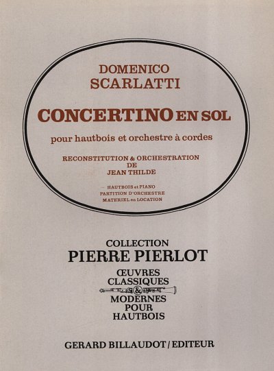 D. Scarlatti: Concertino En Sol, ObKlav (KlavpaSt)