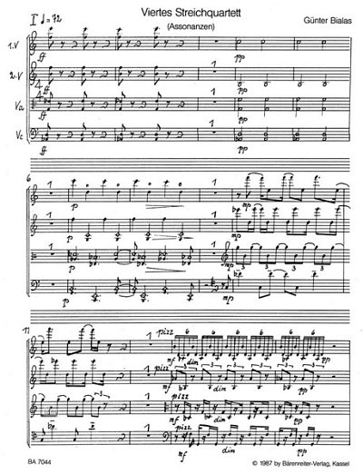G. Bialas: Viertes Streichquartett "Assonanzen" (1986)
