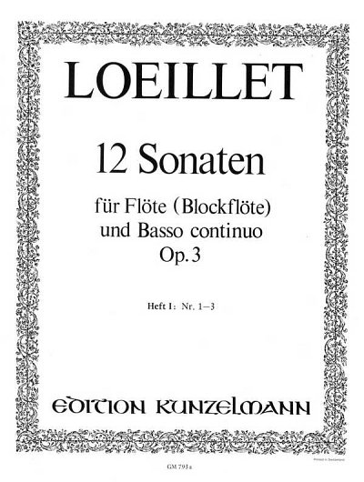 J.-B. Loeillet: 12 Sonaten op. 3/1-3, FlKlav (KlavpaSt)
