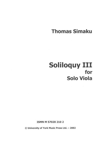 T. Simaku: Soliloquy III, Va
