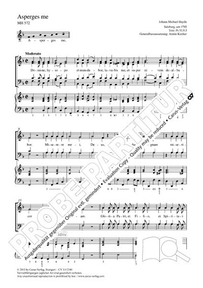 DL: M. Haydn: Asperges me F-Dur MH 572 (1795), GchKlav (Part
