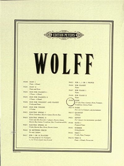 C. Wolff: Nine