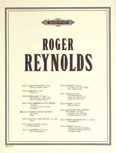 R. Reynolds: Epigram And Evo