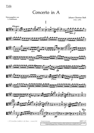 J.C. Bach: Concerto A-Dur, CembStro (Vla)