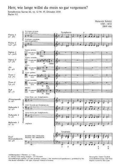 H. Schütz: Herr, wie lange willst du mein so gar vergessen e-Moll SWV 416 (op. 12, 19) (1650)
