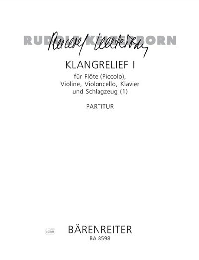 R. Kelterborn: Klangrelief I für Flöte (Piccolo), Vi (Part.)