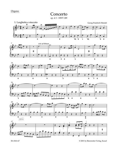 G.F. Händel: Konzert für Orgel und Orchester g-Mol (OrgSolo)