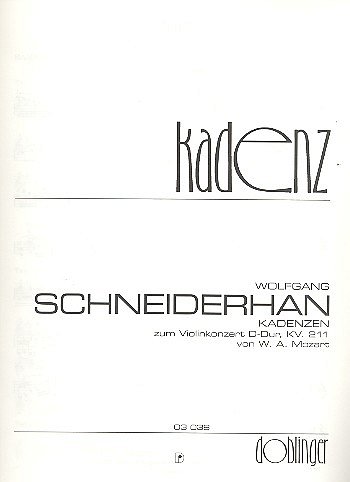 Schneiderhan Wolfgang: Kadenzen Zu Mozart Kv 211 Vl Konzert