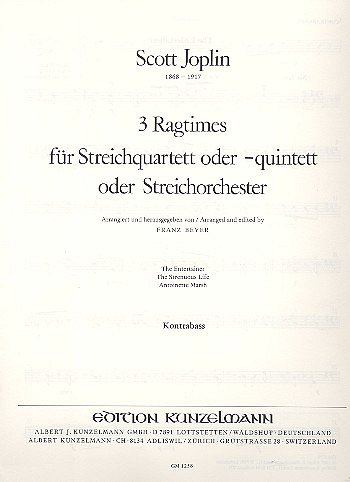 S. Joplin m fl.: 3 Ragtimes für Streichquartett oder Streichorchester, Band 1
