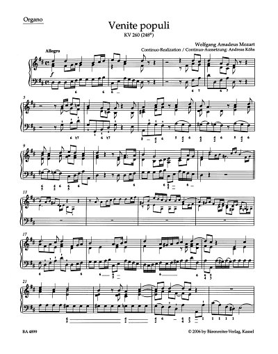W.A. Mozart: Venite populi KV 260 (248a), Org