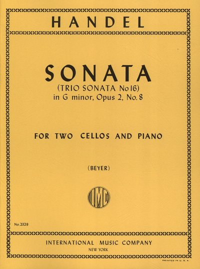 G.F. Händel: Sonata G minor op. 2/8, 2VcKlav (Klavpa2Solo)