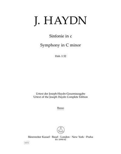 J. Haydn: Sinfonie c-Moll Hob. I:52, Sinfo (VcKb)