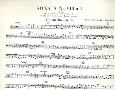 J. Rosenmueller: Sonata B-Dur Nr. VIII a 4, 2VlVaVcBc (Vc)