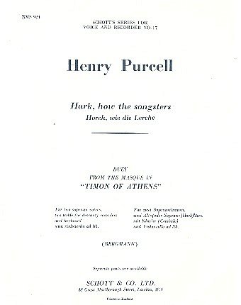 H. Purcell: Hark, how the songsters - Horch, wie die (Pa+St)
