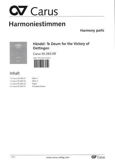 G.F. Händel: Te Deum for the Victory of, 3GesGchOrchB (HARM)